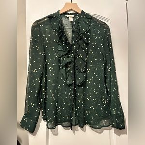 H&M Green Polka Dot Blouse